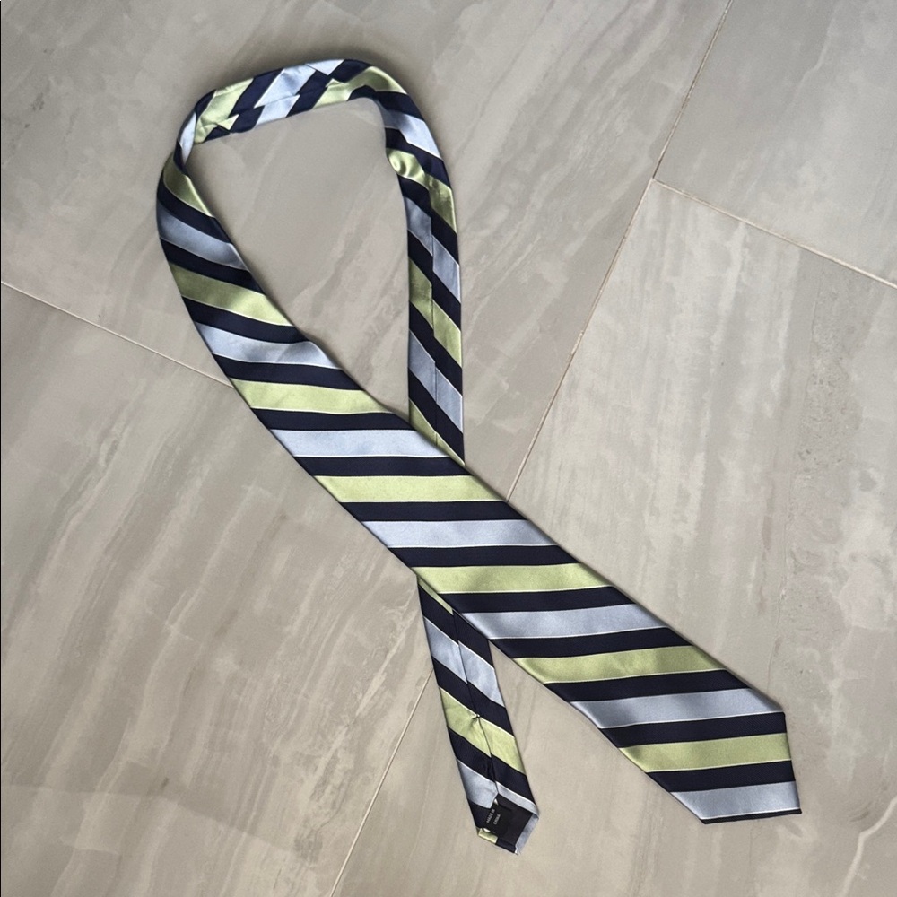Striped Silk Tie in Navy, Blue and Green